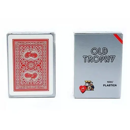 Карты игральные Modiano Old Trophy Moto 100% Plastic (red) (00462) - фото 1