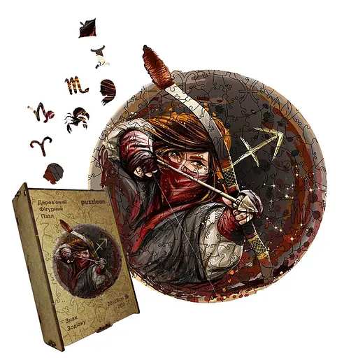 Пазл деревянный Знак Зодиака Стрелок, А4, Картонная коробка 100 элементов