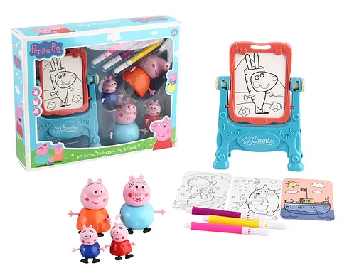 Игровой набор героев Пеппа и семья с мольбертом и фломастерами