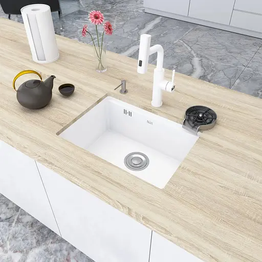 Кухонна мийка Nett NW-5742 біла під стільницю 1 мм з нержавійки - фото 3