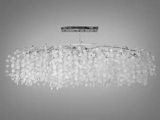 Інноваційна кришталева люстра Гліцинія витягнутої форми,15 ламп, хром - фото 1