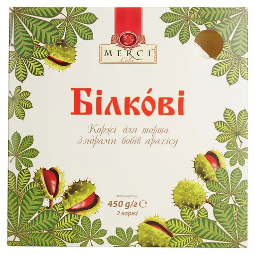 Коржі для торта Merci Білкові з ядрами бобів арахісу 450 г  - фото 2