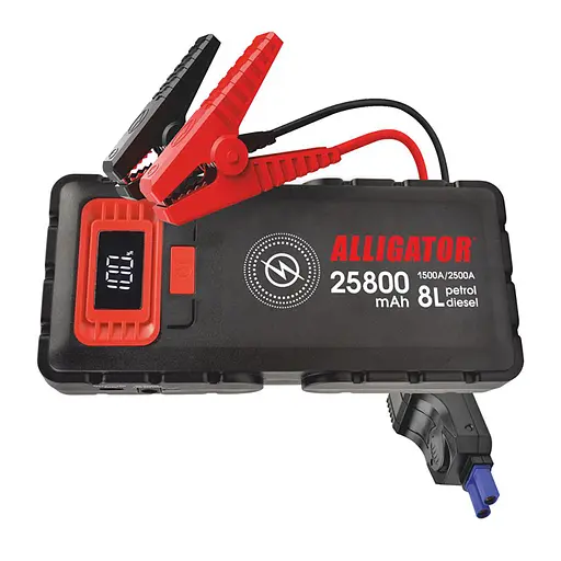 Бустер (пусковое устройство) Alligator Jump Starter 1500A/2500A 25800mAh со Smart-клемами и беспроводной зарядкой(JS848)