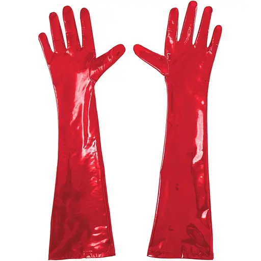 Глянсові вінілові рукавички Art of Sex - Lora, розмір M, колір Червоний - фото 4