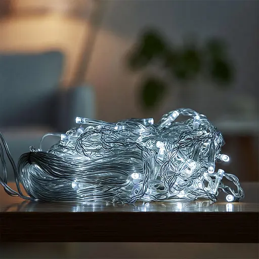 Новорічна гірлянда штора GarlandoPro 1,5х1,5 м 64 LED білий провід Біле світло ZWM1564LEDW - фото 2