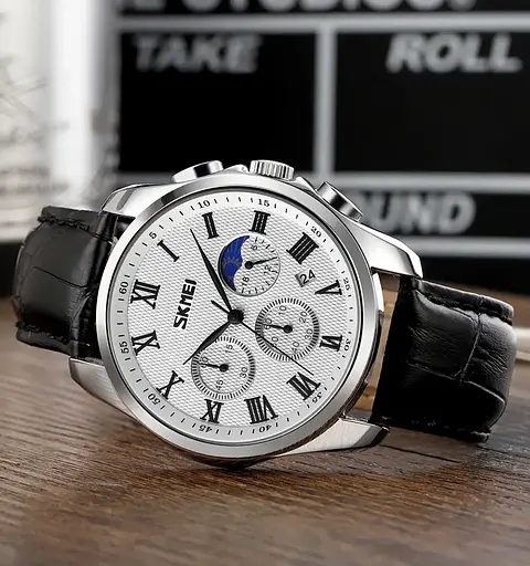 Часы мужские наручные классические Skmei 9260 (Серебристые с белым циферблатом) - фото 3