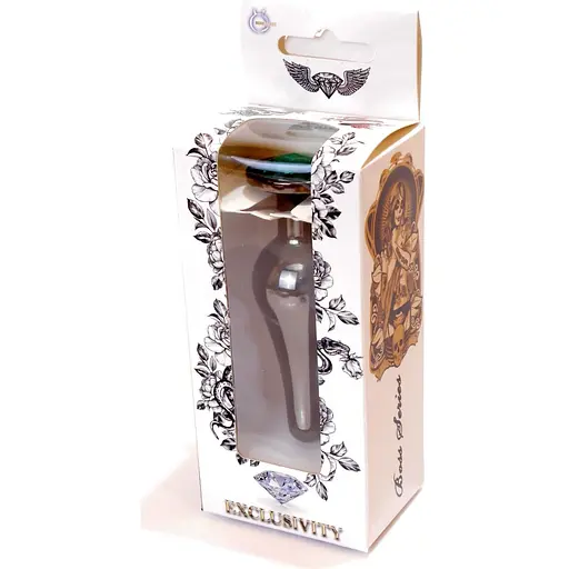 Анальна пробка Boss Of Toys Boss Series - Jewellery Dark Silver Butt Plug Green, BS6400060, Срібний / Зелений - фото 4