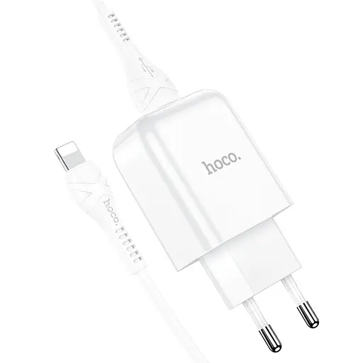 Зарядное устройство Hoco N2 USB белый + кабель USB to Lightning - фото 4