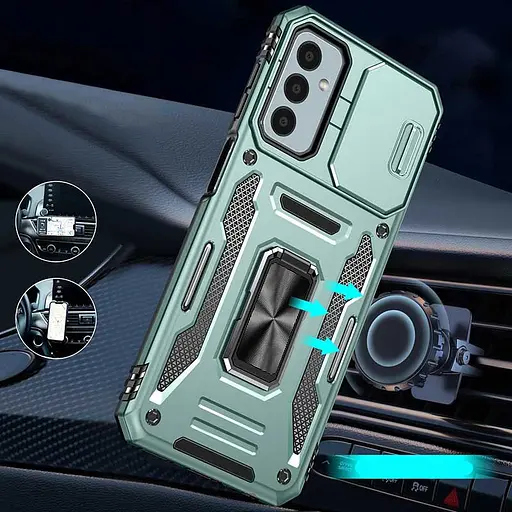 Ударопрочный чехол Epik Camshield Army Ring для Samsung Galaxy A26 5G Зеленый / Light Green - фото 4