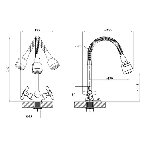 Змішувач для кухні з гнучким виливом Agua Toledo-C039 CV018082 Хром - фото 2