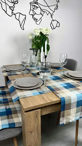 Доріжка водовідштовхувальна з принтом Шахматка 170х30 см Синій - фото 7