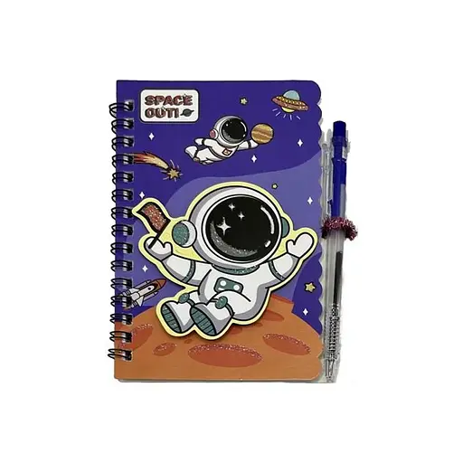 Блокнот на спіралі з ручкою кульковою Космонавт DB-98268, А6, 30 аркушів, 2 шт. в упаковці (В асортименті)