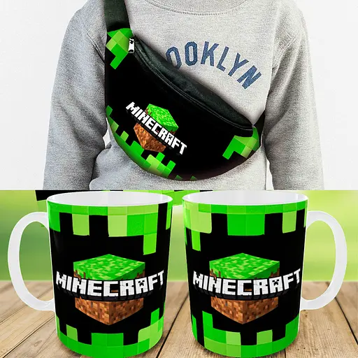 Набір: Сумка-бананка+ Кружка майнкрафт "Minecraft" дитяча з принтом (00128)