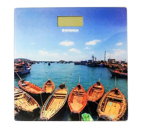 Напольные электронные весы бытовые Grunhelm BES-BOA стеклянные весы Морской причал 180 кг - фото 1