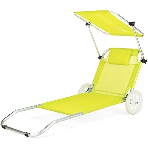 Шезлонг лежак Outtec Sun з дашком жовтий - фото 1