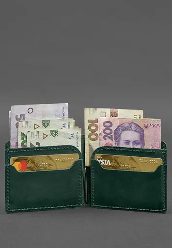 Кожаный портмоне 13.0 зажим Зеленый Crazy Horse - фото 3