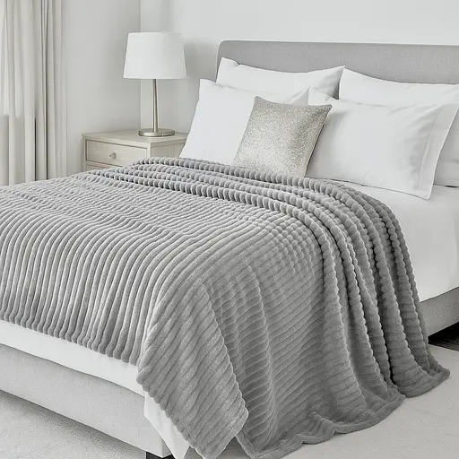 Плед-покривало шарпей світло-сірий у смужку 2см 200х220 см (00074) - фото 2