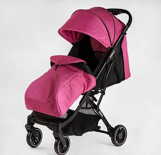 Прогулянкова дитяча коляска Joy Comfort L-20115 (рожева) зі сталевою рамою, футкавером та підсклянником - фото 3