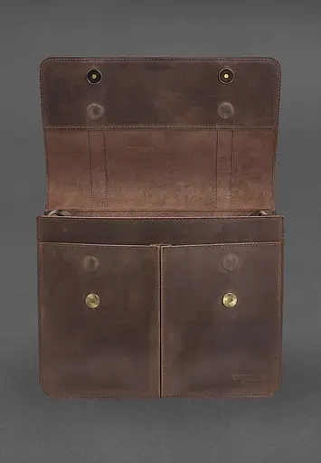 Шкіряна сумка-портфель Classic темно-коричневий Crazy Horse з ефектом Pull up - фото 6