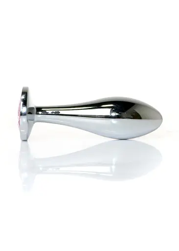 Анальна пробка Jewellery Silver Plug Clear M 9.2 см (рожевий) - фото 5