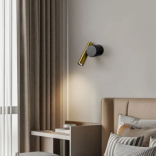 Бра зі спотом у чорно-латунному корпусі 14х9 см Line F Арт. B326/1 BK|AB - фото 1