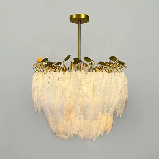 Роскошная золотая люстра с перьями Ø 55 см | Line F | Ст. AS147-550 WT - фото 4