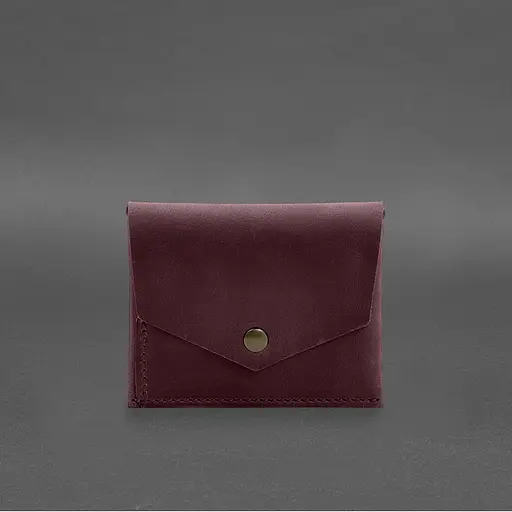 Кожаный кошелек mini 3.0 (кард-кейс) бордовый Crazy Horse - фото 7