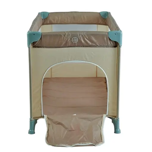 Манеж Toti T-04011 с москитной сеткой и колесами для легкого перемещения коричневый - фото 3