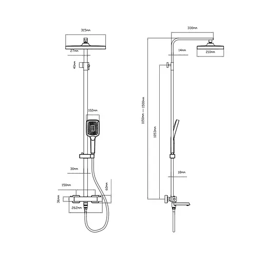 Душова система універсальна Qtap Swan Cascada термостатична на три споживача (з виливом) QTSWA112CRM45902 Chrome, Хром - фото 2