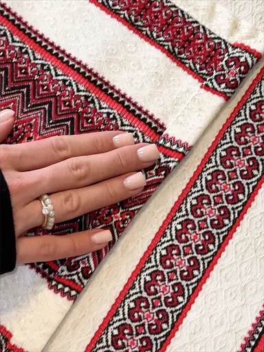 Лляна скатертина великодня з українським орнаментом Рандеву червоний 180х150 см - фото 5