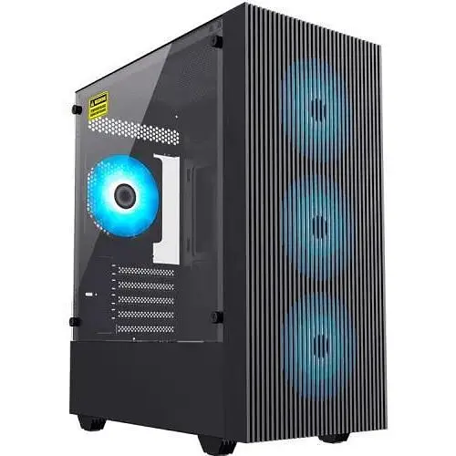 Корпус GameMax Edge чорний, без БЖ, Mini Tower, Micro ATX / Mini ITX, 1xUSB 3.0, 2xUSB 2.0, 1x120 мм LED ARGB, 380x200х450 мм - фото 1