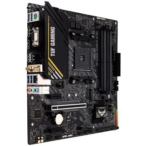 Материнская плата Asus TUF Gaming AM4 (A520) A520M-PLUS WIFI, A520, 4xDDR4, Int.Video(CPU), 4xSATA3, 1xM.2, 1xPCI-E 16x 3.0, 2xPCI-E 1x8 Bluetooth 5.0, 6xUSB3.2/6xUSB2.0, VGA/HDMI/DP, MicroATX - фото 3