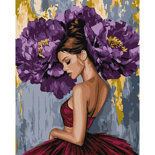 Картина по номерам "Балерина з пурпурними півоніями" ©art_selena_ua KHO8658, 40x50 см