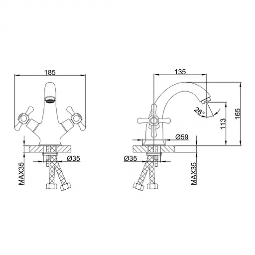 Смеситель для умывальника буксовый литой гусак шпилька Frap 1/10 F10732-B Хром - фото 2