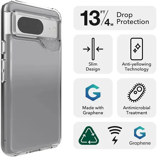 Оригинальный противоударный чехол Gear4 Crystal Palace для Google Pixel 8 (6.2") Прозрачный (702312744) - фото 2