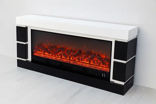 Електричний камін Logos Long 158 1500Вт Bluetooth звук потріскування дров Black with white (10080143)Электрический камин Logos Lon - фото 4