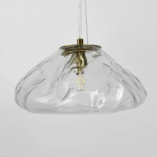 Скляний прозорий підвіс з легкими вигинами у латунному корпусі Ø 25 см | Line F | Арт. MJ82-250 AB+CL - фото 2