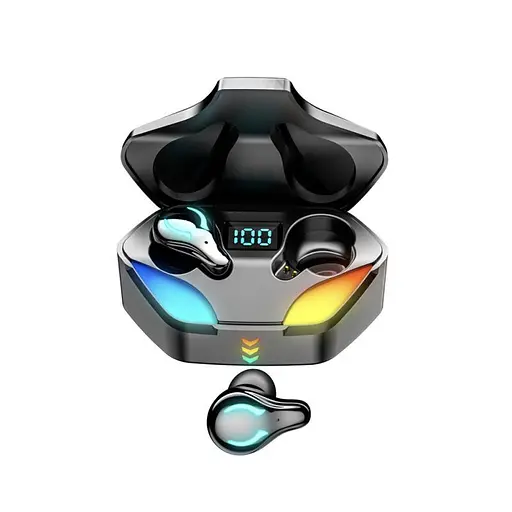 Ігрові бездротові навушники Bluetooth TWS X1 із зарядним кейсом, індикатором заряду і LED підсвічуванням - фото 2