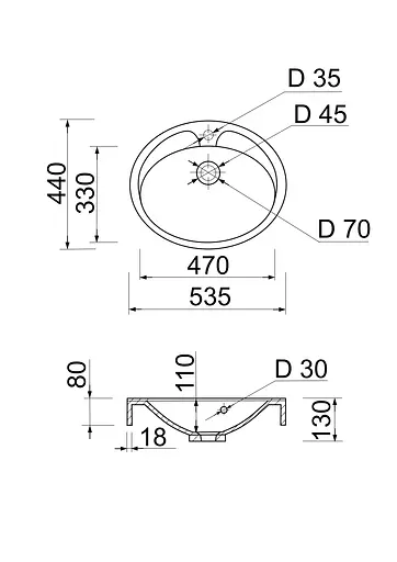 Раковина Adamant умивальник Lauf New штучний камінь овальна для переливу накладний білий - фото 9