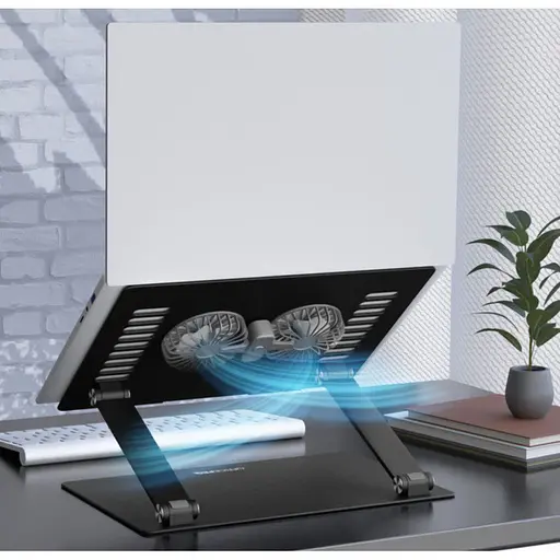 Охлаждающая подставка для ноутбука до 15.6 дюймов OfficePro LS-122-B 2xfans Alloy Aluminum Black - фото 10