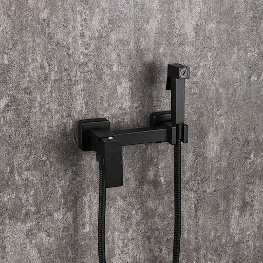 Змішувач для гігієнічного душу зовнішнього монтажу 35 чорний сатин Frap 1/10 F7504-6, Чорний матовий - фото 2