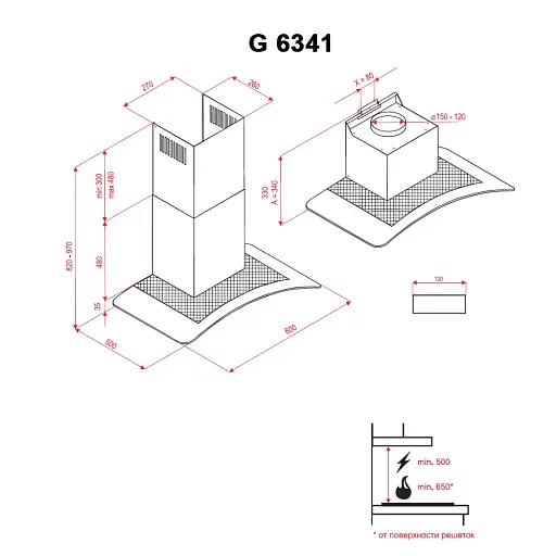 Вытяжка декоративная с стеклом Perfelli G 6341 I - фото 6