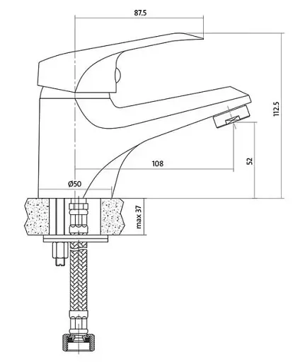 Змішувач для умивальника Cersanit Amet S951-218 одноважільний Хром 30412 - фото 2