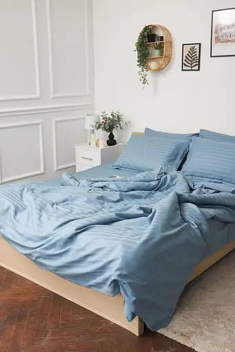 Комплект постельного белья Moon&Star Детский 110x140 см наволочки 2x40x60 см Ultramarine Satin Stripe - фото 3