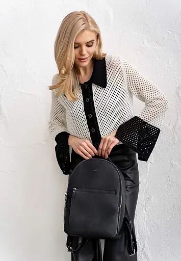 Кожаный рюкзак Groove M черный - фото 6