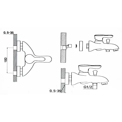 Змішувач для ванни Haiba PREMIERE 009 (HB0351) - фото 2