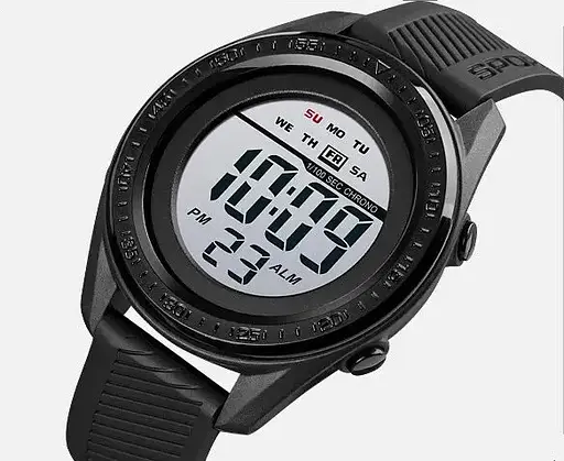 Мужские спортивные часы Skmei 1638 (Черные с белым циферблатом) - фото 6