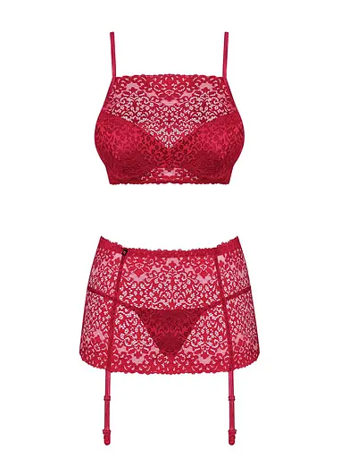 Комплект белья Obsessive Lividia S/M бордовый - фото 6