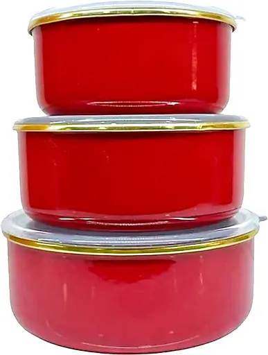 Набор эмалированных контейнеров O.M.S. Collection 10200 для еды 3 предмета Красный (Турция) - фото 1