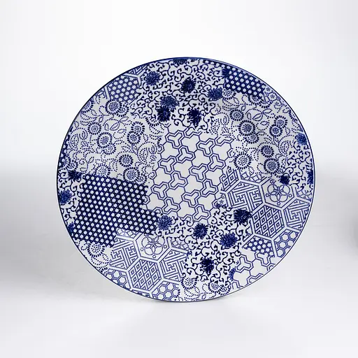 Столовий сервіз золотий на 6 персон 18 предметів набір фарфорових тарілок для сервірування столу сервіз тарілок Синій Yiwu HP-HK-A5 - фото 6